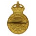 Royal Military Academy Woolwich Officer Cadet Gilt Cap Badge - King's Crown