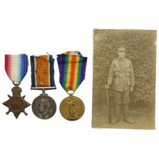WW1 1914-15 Star Medal Trio - Pte. A. King, Suffolk Regiment