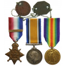 WW1 1914 Star Medal Trio with Dog Tags - Pte. J. Bush, 16th Lancers