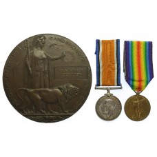 WW1 British War Medal, Victory Medal and Memorial Plaque - Pte. J.E. Luckhurst, 1st Bn. East Kent Regiment (The Buffs) - Died of Wounds 18/9/16