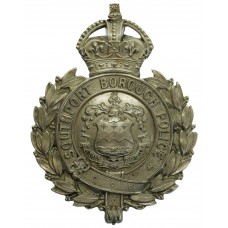 Southport Borough Police Wreath Helmet Plate - King's Crown (Repaired)