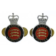 Pair of Essex Police Enamelled Collar Badges - Queen's Crown