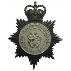 British Transport Commission Police Blackened Chrome Helmet Plate - Queen's Crown