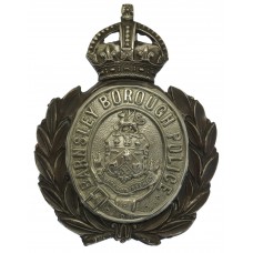 Barnsley Borough Police Wreath Helmet Plate - King's Crown