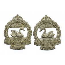 Pair of 10th Western Australian Mounted Infantry (10 WAMI) Collar Badges - King's Crown