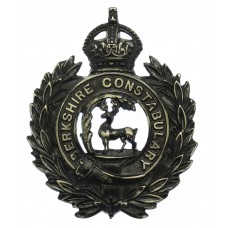 Berkshire Constabulary Black Wreath Helmet Plate - King's Crown