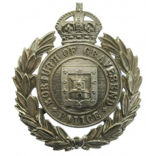 Gravesend Borough Police Wreath Helmet Plate - King's Crown