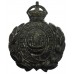 Folkestone Borough Police Black Wreath Helmet Plate - King's Crown