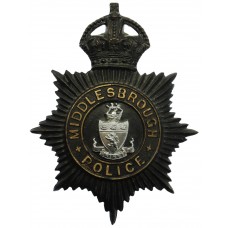 Middlesbrough Borough Police Night Helmet Plate - King's Crown