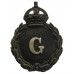 Gloucestershire Constabulary Black Wreath Helmet Plate - King's Crown