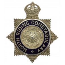 North Riding Constabulary Senior Officer's Silver & Enamel Cap Badge - King's Crown