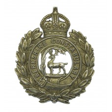 Berkshire Constabulary White Metal Wreath Cap Badge - King's Crown