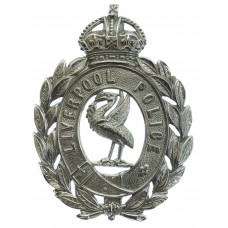 Liverpool City Police Chrome Wreath Helmet Plate - King's Crown