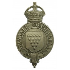 Cornwall Constabulary White Metal Helmet Plate - King's Crown