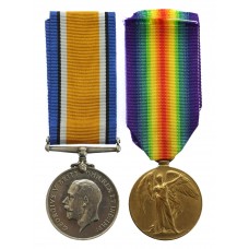 WW1 British War & Victory Medal Pair - Pte. J.T. Blair, 1st B