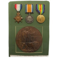 WW1 1914-15 Star, British War Medal, Victory Medal and Memorial Plaque - Pte. J. Sutton, 18th (3rd City Pals) Bn. Manchester Regiment - K.I.A. 30/7/16