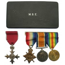 M.B.E. (Civil Division) and WW1 1914-15 Star Medal Trio - Pte. E.