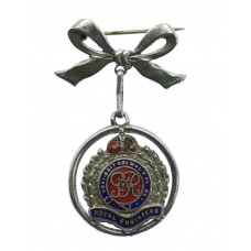 George VI Royal Engineers Enamelled Bow Suspension Sweetheart Brooch