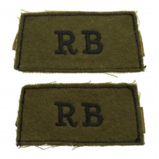 Pair of Rifle Brigade (RB) Cloth Slip On Shoulder Titles