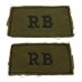 Pair of Rifle Brigade (RB) Cloth Slip On Shoulder Titles
