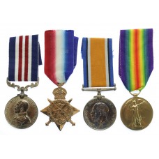 WW1 Military Medal, 1914 Mons Star, British War & Victory Medal Group of Four - Cpl. J. Sheppard, Rifle Brigade - Wounded