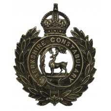 Berkshire Constabulary Black Wreath Helmet Plate - King's Crown