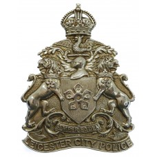 Leicester City Police Chrome Helmet Plate - King's Crown