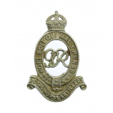 George VI Royal Horse Artillery (R.H.A.) White Metal Cap Badge