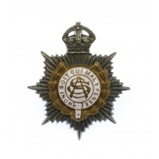 Army Service Corps (A.S.C.) Officer's  Silvered, Gilt & Enamel Collar Badge - King's Crown 