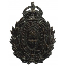 Sheffield City Police Black Wreath Helmet Plate - King's Crown