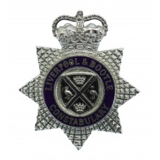 Liverpool & Bootle Constabulary Senior Officer's Enamelled Cap Badge - Queen's Crown