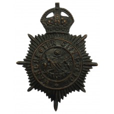 Manchester City Police Blackened Brass Night Helmet Plate - King's Crown