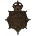 Manchester City Police Blackened Brass Night Helmet Plate - King's Crown