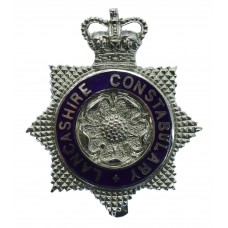 Lancashire Constabulary Enamelled Star Cap Badge - Queen's Crown
