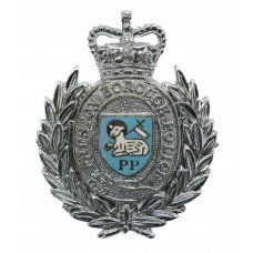 Preston Borough Police Enamelled Wreath Helmet Plate - Queen's Crown