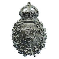 Derby Borough Police Wreath Helmet Plate - King's Crown