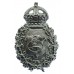Derby Borough Police Wreath Helmet Plate - King's Crown