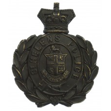 Victorian St Helen's Police Black Wreath Helmet Plate 