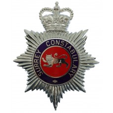 Surrey Constabulary Enamelled Helmet Plate - Queen's Crown