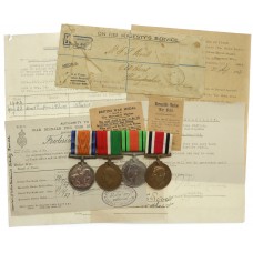 WW1 Mercantile Marine and WW2 Special Constabulary Medal Group of Four - Frederick S. Rowell, Merchant Navy and Huntingdonshire Special Constabulary