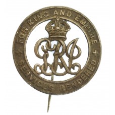 WW1 Silver War Badge (No. B182903) - Pte. J. Elliott, Devonshire Regt / East Surrey Regiment / Labour Corps