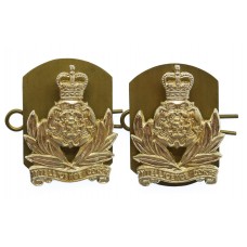 Pair of Intelligence Corps Anodised (Staybrite) Collar Badges - Queen's Crown