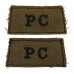 Pair of Pioneer Corps (PC) WW2 Cloth Slip On Shoulder Titles