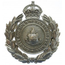 County Borough of Barrow-in-Furness Police Wreath Helmet Plate - King's Crown