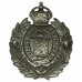 Burnley Borough Police Small Chrome Wreath Helmet Plate - King's Crown