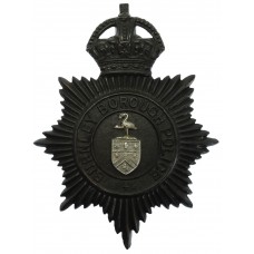 Burnley Borough Police Night Helmet Plate - King's Crown