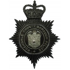 Rochdale County Borough Police Blackened Chrome Helmet Plate - Queen's Crown