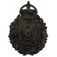 Sunderland Borough Police Blackened Brass Wreath Helmet Plate - King's Crown