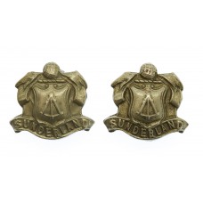 Pair of Sunderland Borough Police White Metal Collar Badges