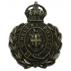 St. Helens Borough Police Blackened Wreath Helmet Plate - King's 